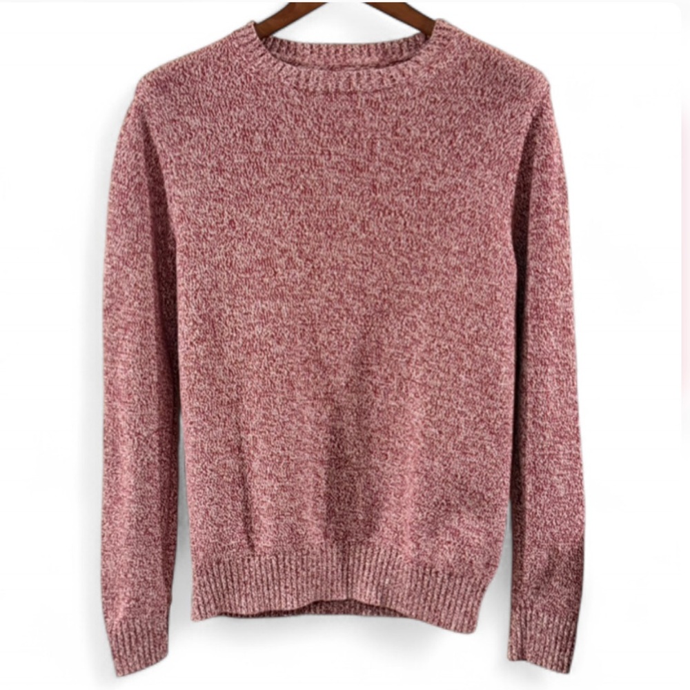 Men’s Red Marled Cotton Crewneck Sweater Size Medium